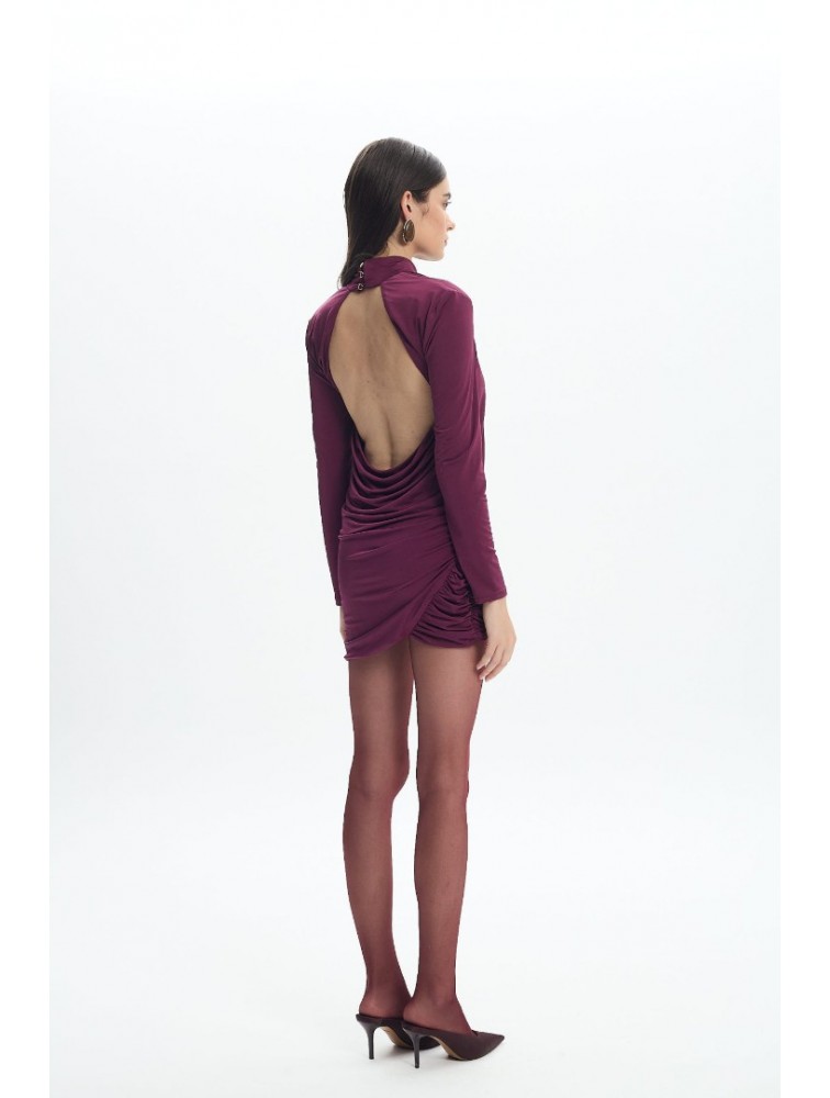 LA CHAINE Maia Mini Dress Cherry Lacquer Κερασί Μίνι Φόρεμα