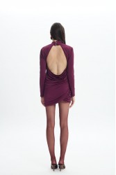 LA CHAINE Maia Mini Dress Cherry Lacquer Κερασί Μίνι Φόρεμα
