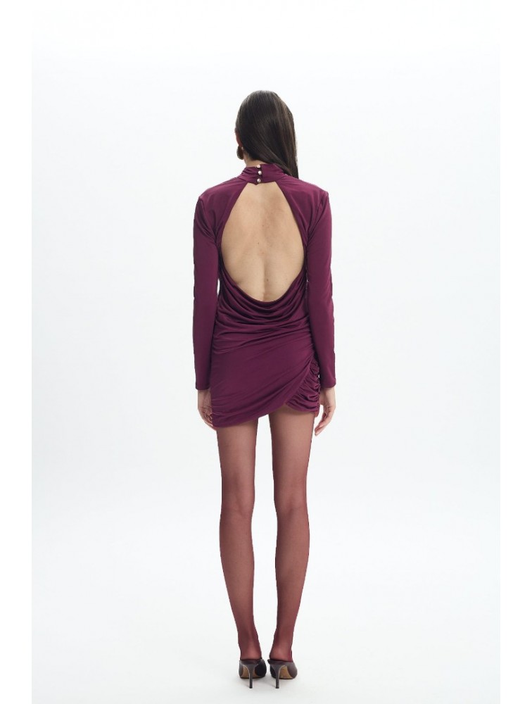 LA CHAINE Maia Mini Dress Cherry Lacquer Κερασί Μίνι Φόρεμα