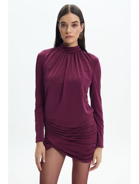 LA CHAINE Maia Mini Dress Cherry Lacquer Κερασί Μίνι Φόρεμα