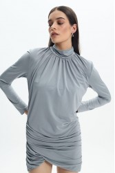 LA CHAINE Maia Mini Dress Grey Γκρι Μίνι Φόρεμα