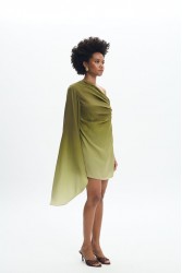 LA CHAINE Nellie Dress Green Μίνι Πράσινο Φόρεμα με Ένα Ώμο