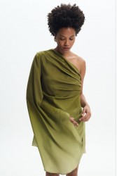 LA CHAINE Nellie Dress Green Μίνι Πράσινο Φόρεμα με Ένα Ώμο