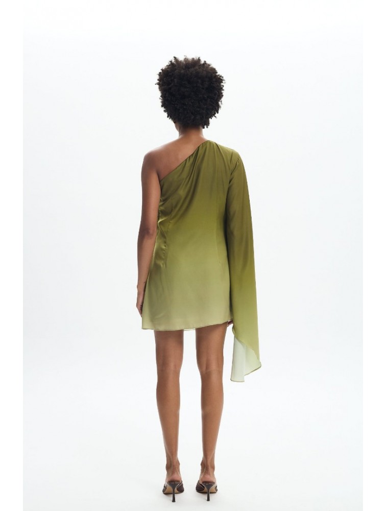 LA CHAINE Nellie Dress Green Μίνι Πράσινο Φόρεμα με Ένα Ώμο