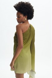 LA CHAINE Nellie Dress Green Μίνι Πράσινο Φόρεμα με Ένα Ώμο