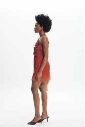 LA CHAINE Nellie Sunset Dress Μίνι Τερρακότα Φόρεμα με Ένα Ώμο