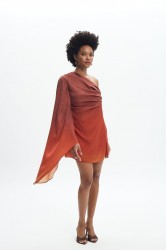 LA CHAINE Nellie Sunset Dress Μίνι Τερρακότα Φόρεμα με Ένα Ώμο