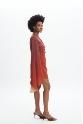 LA CHAINE Nellie Sunset Dress Μίνι Τερρακότα Φόρεμα με Ένα Ώμο