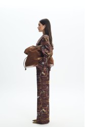 LA CHAINE Nymeria Large Bag Brown Σουέντ Τσάντα Ώμου