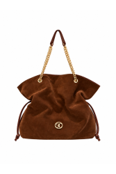 LA CHAINE Nymeria Large Bag Brown Σουέντ Τσάντα Ώμου