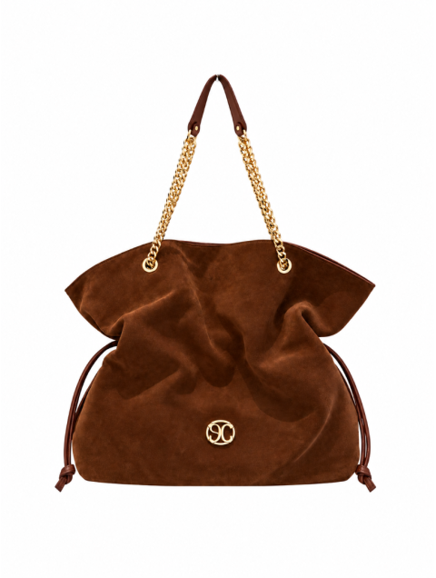 LA CHAINE Nymeria Large Bag Brown Σουέντ Τσάντα Ώμου