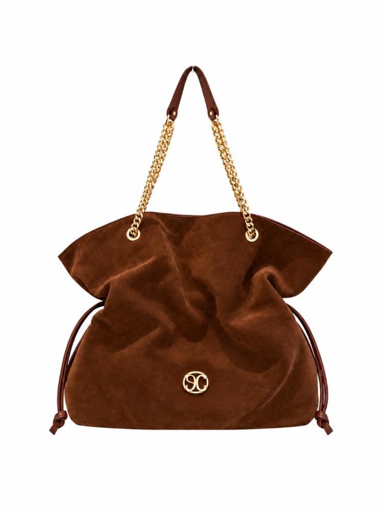 LA CHAINE Nymeria Large Bag Brown Σουέντ Τσάντα Ώμου