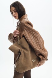 LA CHAINE Nymeria Large Bag Tobacco Ταμπά Σουέντ Τσάντα Ώμου