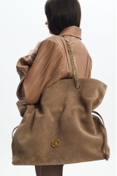 LA CHAINE Nymeria Large Bag Tobacco Ταμπά Σουέντ Τσάντα Ώμου