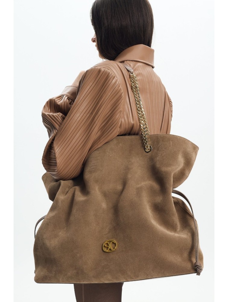LA CHAINE Nymeria Large Bag Tobacco Ταμπά Σουέντ Τσάντα Ώμου