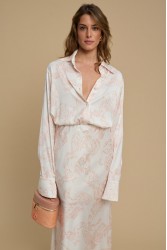 LA CHAINE Rose Shirt Epoxi Pink Σατέν Ροζ Πουκάμισο