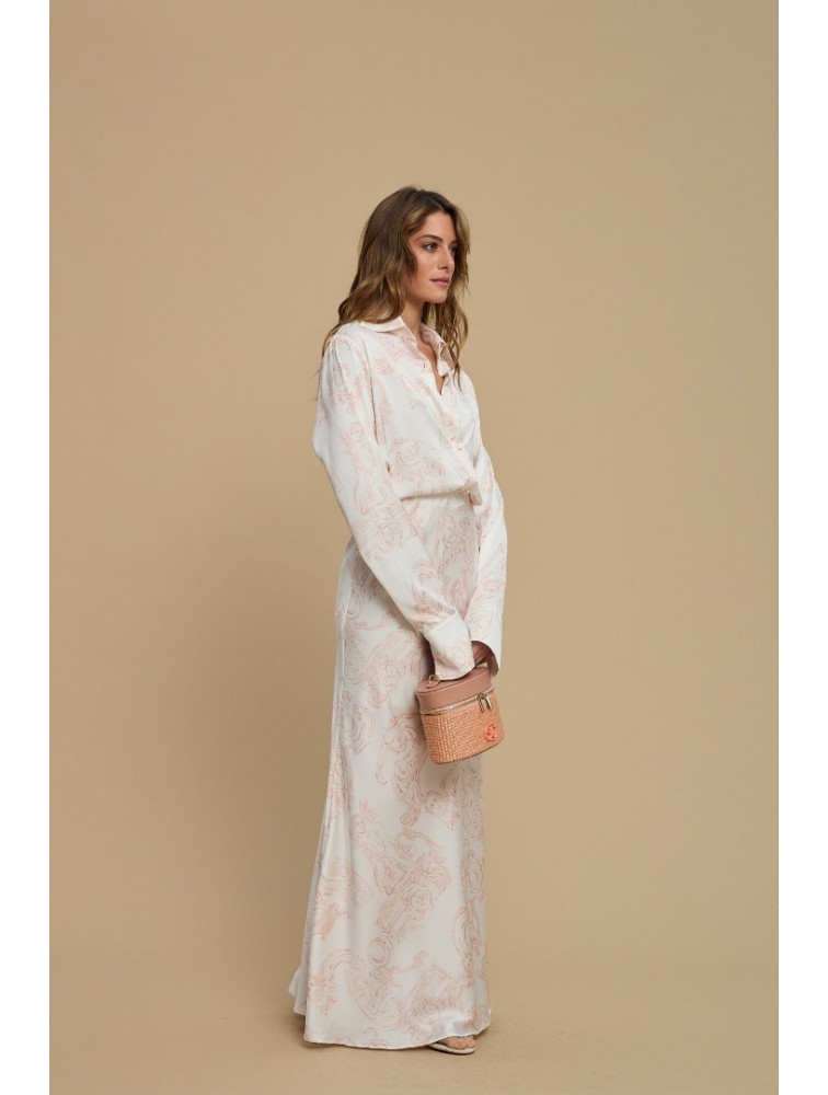 LA CHAINE Rose Shirt Epoxi Pink Σατέν Ροζ Πουκάμισο