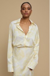 LA CHAINE Rose Shirt Epoxi Yellow Σατέν Κίτρινο Πουκάμισο