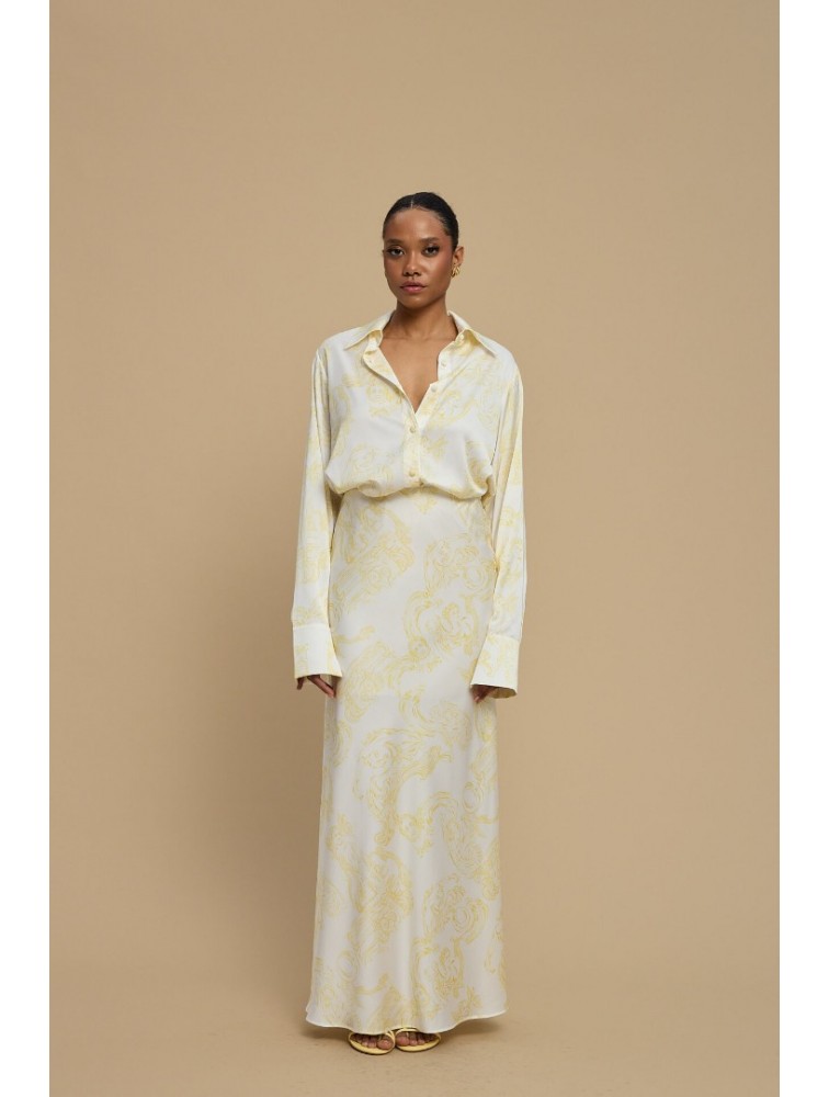 LA CHAINE Rose Shirt Epoxi Yellow Σατέν Κίτρινο Πουκάμισο