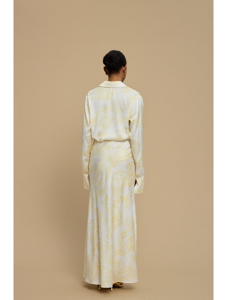 LA CHAINE Rose Shirt Epoxi Yellow Σατέν Κίτρινο Πουκάμισο