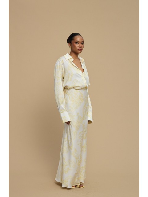 LA CHAINE Rose Shirt Epoxi Yellow Σατέν Κίτρινο Πουκάμισο