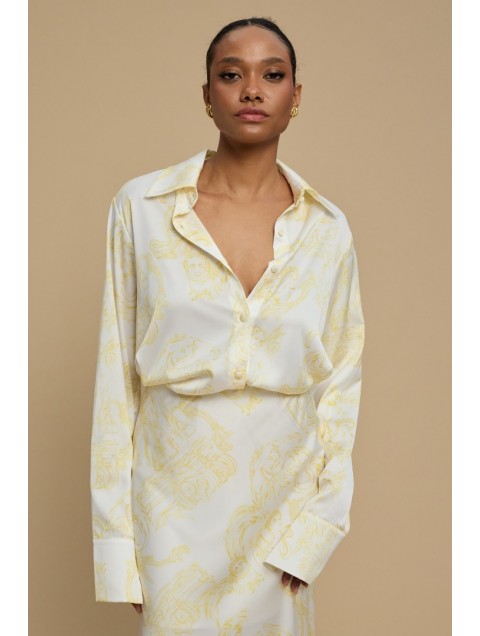 LA CHAINE Rose Shirt Epoxi Yellow Σατέν Κίτρινο Πουκάμισο