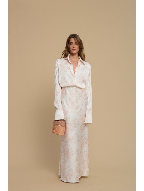 LA CHAINE Rose Skirt Epoxi Pink Σατέν Μάξι Ροζ Φούστα