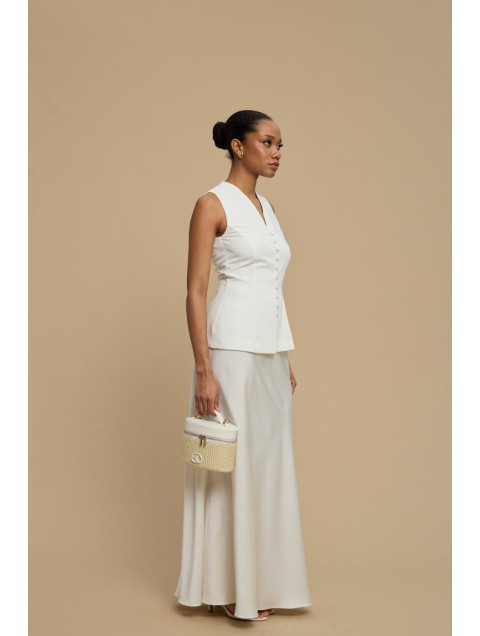 LA CHAINE Rose Vest White Λευκό Γιλέκο