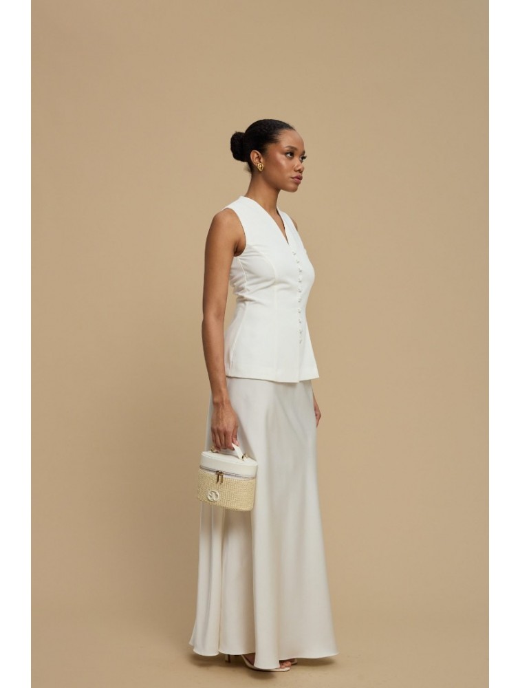 LA CHAINE Rose Vest White Λευκό Γιλέκο