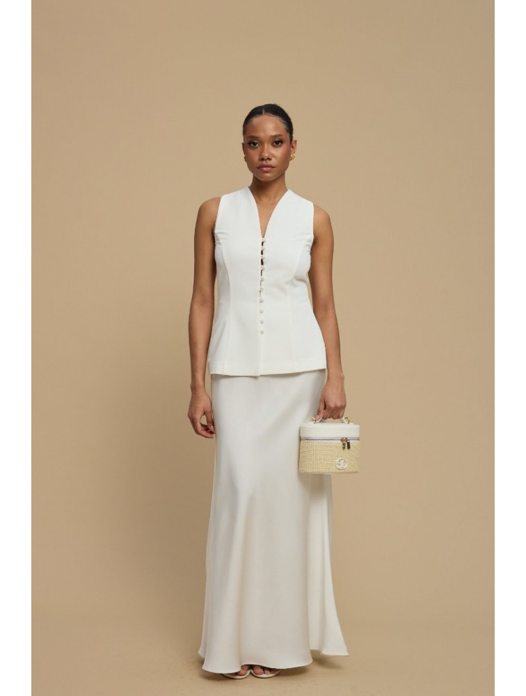 LA CHAINE Rose Vest White Λευκό Γιλέκο