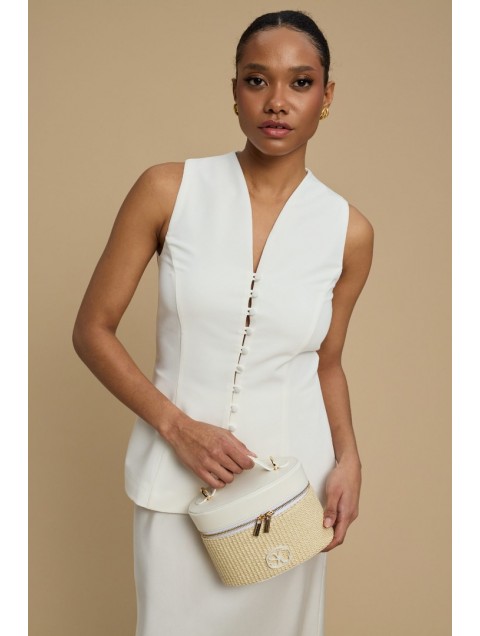 LA CHAINE Rose Vest White Λευκό Γιλέκο