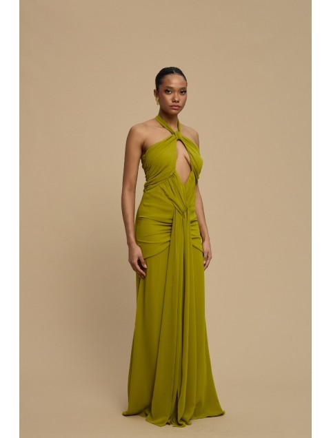 LA CHAINE Sunshine Dress Green Πράσινο Μάξι Φόρεμα