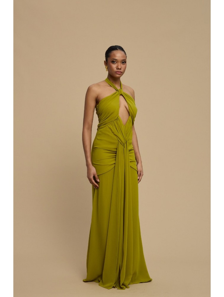 LA CHAINE Sunshine Dress Green Πράσινο Μάξι Φόρεμα