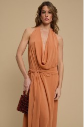 LA CHAINE Wave Dress Peach Orange Maxi Dress