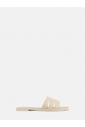 LEMON JELLY Zaya Oat Milk White Flat Vegan Slippers Εκρού Παντόφλες με Πλέξη