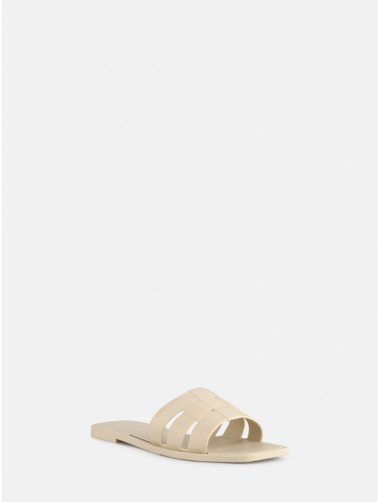 LEMON JELLY Zaya Oat Milk White Flat Vegan Slippers Εκρού Παντόφλες με Πλέξη