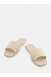 LEMON JELLY Zaya Oat Milk White Flat Vegan Slippers Εκρού Παντόφλες με Πλέξη