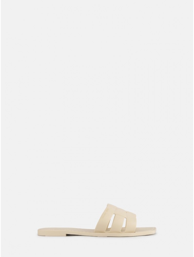LEMON JELLY Zaya Oat Milk White Flat Vegan Slippers Εκρού Παντόφλες με Πλέξη