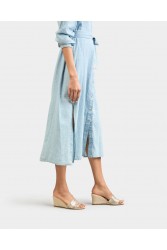 MANEBÌ Metallic Leather Multi Bands Mule Wedge Espadrilles Χρυσές Δερμάτινες Εσπαντρίγιες Mules με Λουράκια