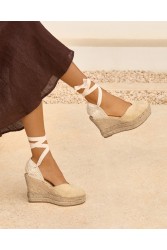 MANEBÌ Soft Suede Heart-Shaped Wedge Espadrilles Hamptons Champagne Beige  Μπεζ  Σουέντ Γυναικείες Εσπαντρίγιες