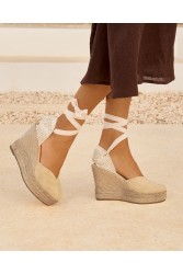 MANEBÌ Soft Suede Heart-Shaped Wedge Espadrilles Hamptons Champagne Beige  Μπεζ  Σουέντ Γυναικείες Εσπαντρίγιες