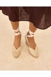 MANEBÌ Soft Suede Heart-Shaped Wedge Espadrilles Hamptons Champagne Beige  Μπεζ  Σουέντ Γυναικείες Εσπαντρίγιες