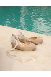 MANEBÌ Soft Suede Low Wedge Espadrilles Hamptons Champagne Beige  Μπεζ  Σουέντ Γυναικείες Εσπαντρίγιες