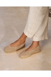 MANEBÌ Suede Ballet Flat Espadrilles Hamptons Vintage Taupe  Καφέ Σουέντ Εσπαντρίγιες Μπαλαρίνες
