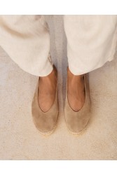 MANEBÌ Suede Ballet Flat Espadrilles Hamptons Vintage Taupe  Καφέ Σουέντ Εσπαντρίγιες Μπαλαρίνες
