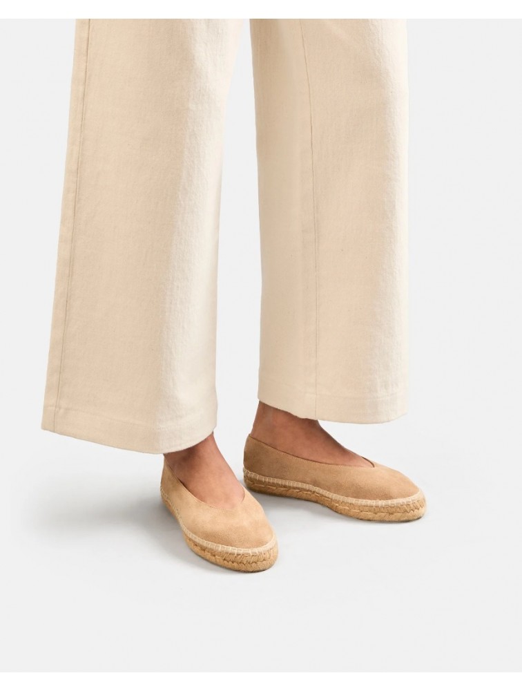 MANEBÌ Suede Ballet Flat Espadrilles Hamptons Vintage Taupe  Καφέ Σουέντ Εσπαντρίγιες Μπαλαρίνες