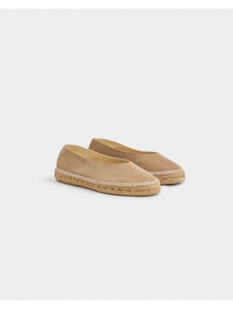 MANEBÌ Suede Ballet Flat Espadrilles Hamptons Vintage Taupe  Καφέ Σουέντ Εσπαντρίγιες Μπαλαρίνες