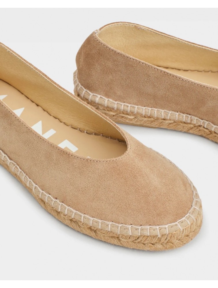 MANEBÌ Suede Ballet Flat Espadrilles Hamptons Vintage Taupe  Καφέ Σουέντ Εσπαντρίγιες Μπαλαρίνες