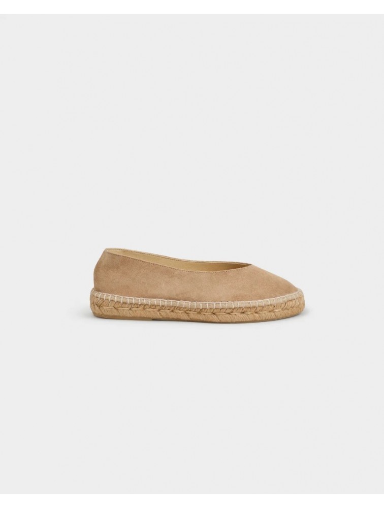 MANEBÌ Suede Ballet Flat Espadrilles Hamptons Vintage Taupe  Καφέ Σουέντ Εσπαντρίγιες Μπαλαρίνες