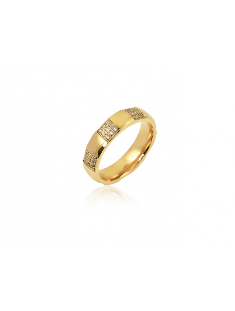 MÉRBABE Alyssa Ring Gold Plated Stainless Steel 24K Χρυσό Δαχτυλίδι 24K από Επιχρυσωμένο Ατσάλι με Ζιργκόν